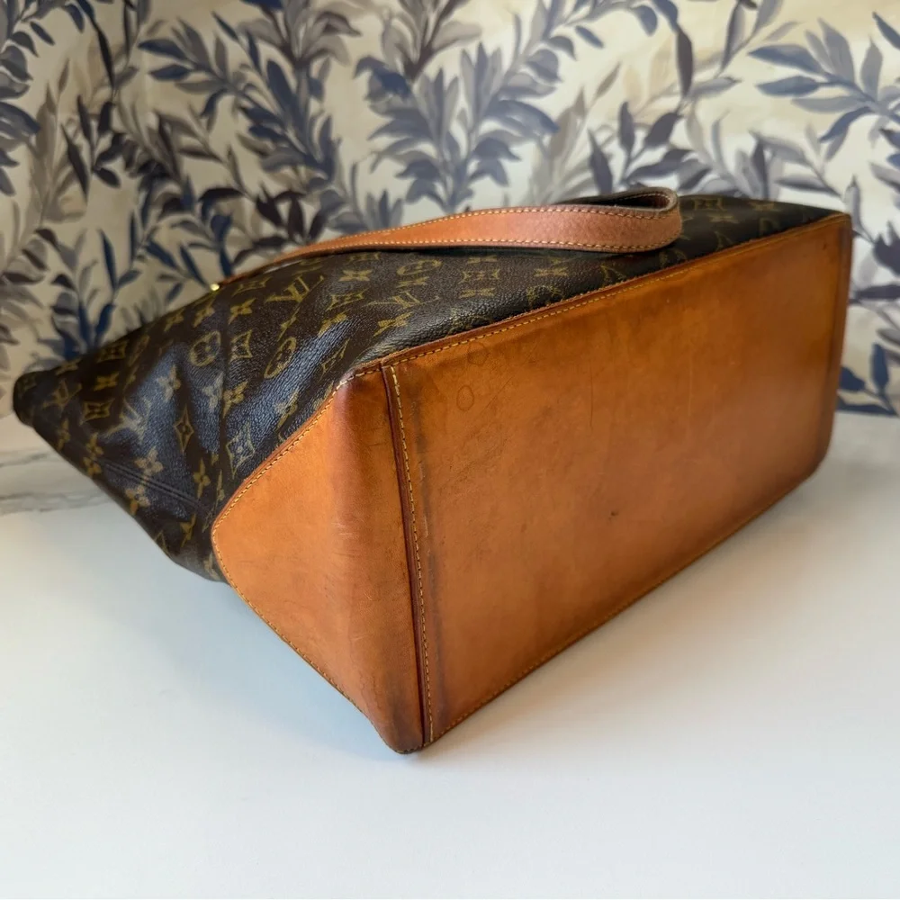 Louis Vuitton Brown Monogram Canvas Tote with Tan Leather Straps